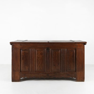 Antique William III Oak Linen Chest Trunk, 18th Century-YSY-1107355