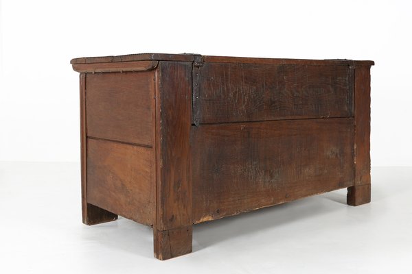 Antique William III Oak Linen Chest Trunk, 18th Century-YSY-1107355