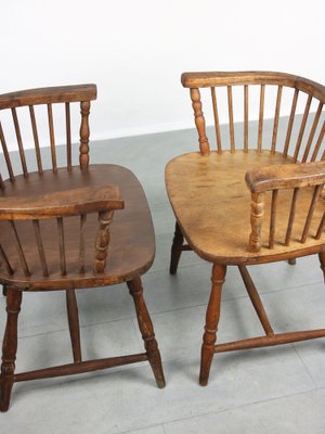 Antique Windsor Chairs with Low Back, Set of 2-HGJ-1318632