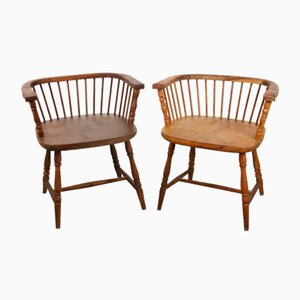 Antique Windsor Chairs with Low Back, Set of 2-HGJ-1318632