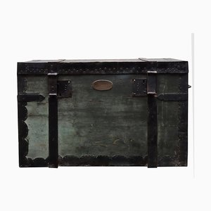 Antique Wood and Metal Travel Trunk, Italy, 1940s-YUW-1777268