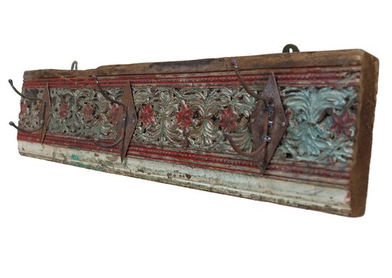 Antique Wood Handcarved Wall Coat Rack, 1890s-UZN-1804127