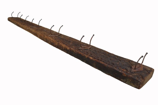 Antique Wood Handcarved Wall Coat Rack, 1890s-UZN-1804118