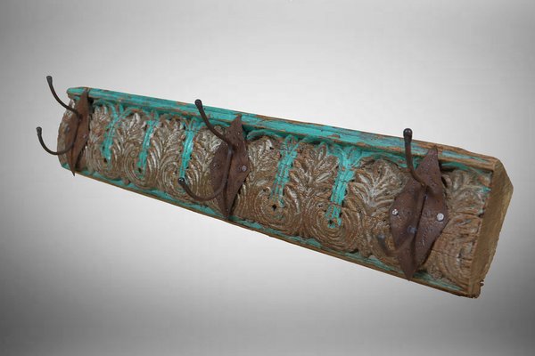 Antique Wood Handcarved Wall Coat Rack, 1890s-UZN-1804124