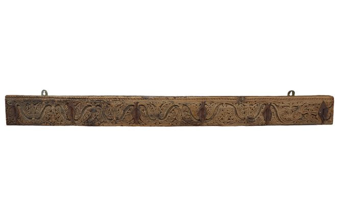 Antique Wood Handcarved Wall Coat Rack, 1890s-UZN-1804120