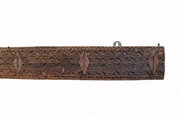 Antique Wood Handcarved Wall Coat Rack, 1890s-UZN-1804118