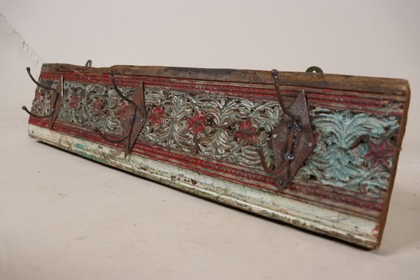 Antique Wood Handcarved Wall Coat Rack, 1890s-UZN-1804127