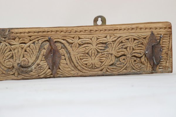 Antique Wood Handcarved Wall Coat Rack, 1890s-UZN-1804120