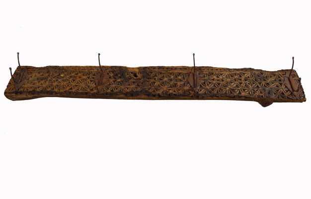 Antique Wood Handcarved Wall Coat Rack, 1890s-UZN-1804119