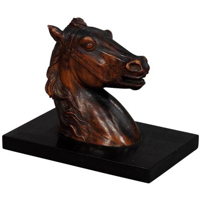 Antique Wooden Carved Horse Paper Weight, 1920s-KJP-1149405