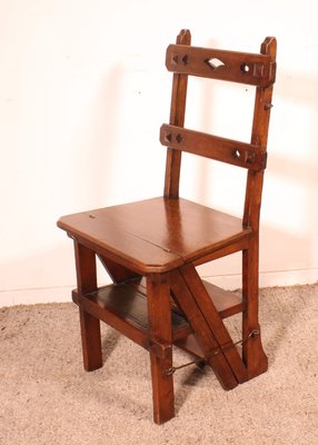 Antique Wooden Library Stepladder-HPU-2035055