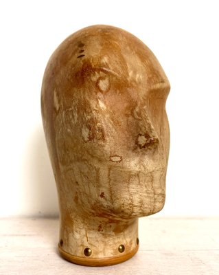 Antique Wooden Milliners Head, 1900s-WZZ-1359282