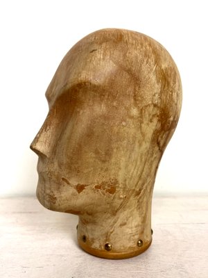 Antique Wooden Milliners Head, 1900s-WZZ-1359282