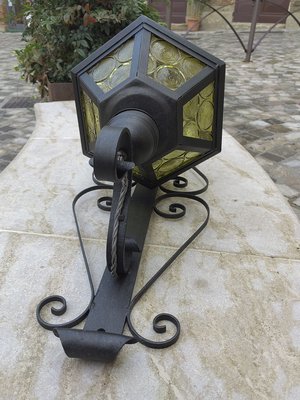 Antique Wrought Iron Lantern Wall Light-ZFY-1789285