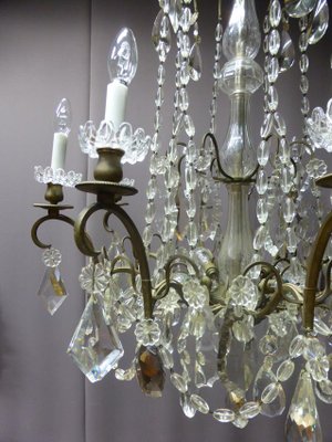 Antique XIX Bronze and Crystal Chandelier-WSV-605298