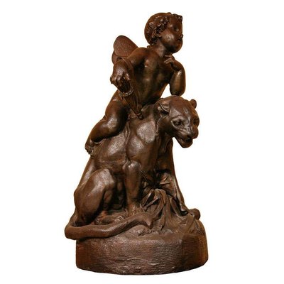 Antoine Durenne (1822-1895), Amor Seated on a Panther, Late 19th Century, Cast Iron-TDA-1376396