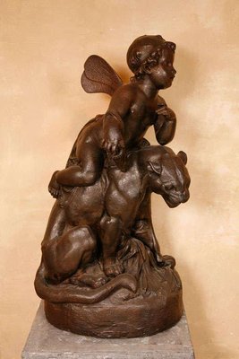 Antoine Durenne (1822-1895), Amor Seated on a Panther, Late 19th Century, Cast Iron-TDA-1376396