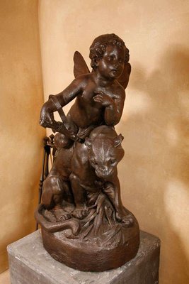 Antoine Durenne (1822-1895), Amor Seated on a Panther, Late 19th Century, Cast Iron-TDA-1376396