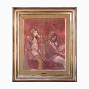 Antoni Munill, Mujeres, 1970s, Oil on Canvas, Framed-AOI-1196865