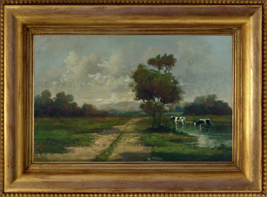 Antonio Crespi, Landscape, Oil on Canvas, Framed-VHF-1241126