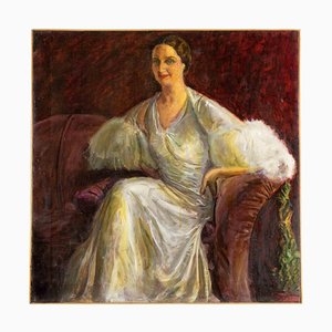 Antonio Feltrinelli, Portrait of Noblewoman, Oil Painting, 1930s-ZCI-1769943