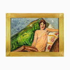 Antonio Feltrinelli, Woman on Sofa, Oil Painting, 1930s-ZCI-1760405