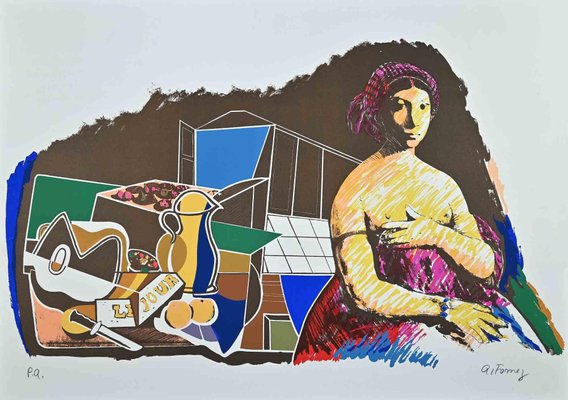 Antonio Fomez, La Fornarina, Original Lithograph, Mid 20th-Century-ZCI-1261074