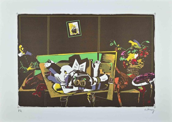 Antonio Fomez, Still Life, Original Lithograph, Mid 20th-Century-ZCI-1261072