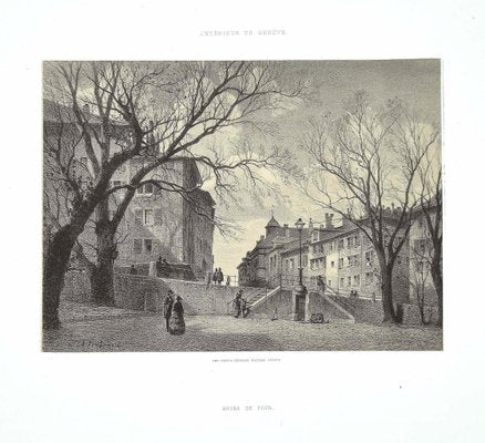 Antonio Fontanesi, interior Geneva Bourg De Four, 1854, Lithograph-ZCI-808844