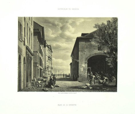 Antonio Fontanesi, interior Geneva Square Grenet, 1854, Lithograph-ZCI-808846