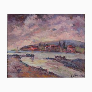 Antonio Sbrana, Evening in Maremma Along the Coast, Oil on Panel-KHH-1300858