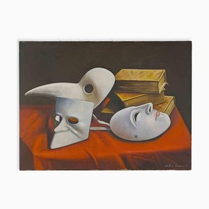 Antonio Sciacca, Still Life with Mask and Books, Oil on Canvas, 1996-ZCI-1770058