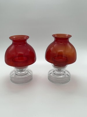 Apollo Tea Candleholders in Glass by Nanny Still for Riihimaki / Riihimaen Lasi Oy, 1960s, Set of 2-ZQM-1250215