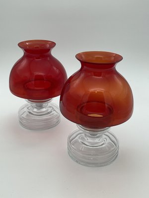 Apollo Tea Candleholders in Glass by Nanny Still for Riihimaki / Riihimaen Lasi Oy, 1960s, Set of 2-ZQM-1250215