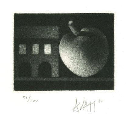 Apple and House - Original Etching on Paper by Mario Avati - 1970s 1970s-ZCI-767579