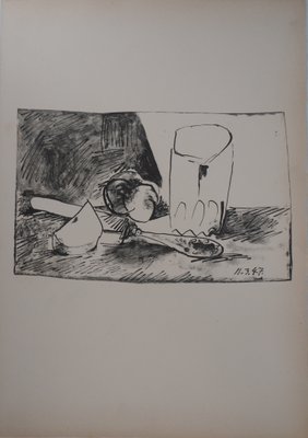 Apple, Glass, and Knife Lithograph by Pablo Picasso, 1947-KHH-672990