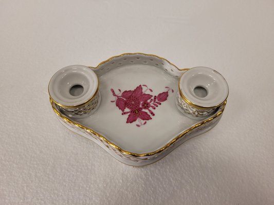 Apponyi Rose Inkwell in Porcelain from Herend, 1940s-NUC-1785815