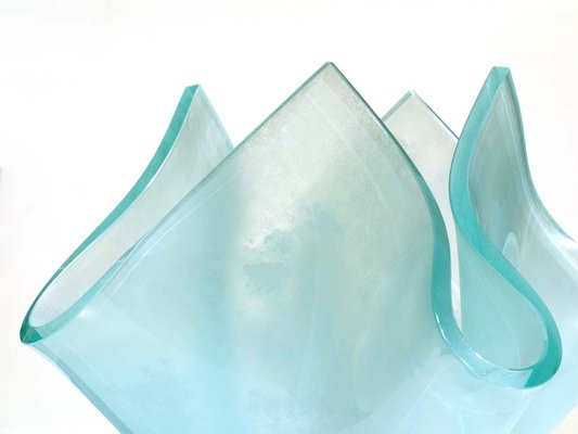 Aquamarine Acid Crystal Vase from Fontana Arte, 1950s-KGD-255594