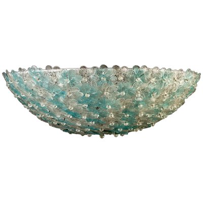 Aquamarine and Ice Murano Glass Flowers Basket Ceiling Light from Barovier & Toso-MBH-1031878