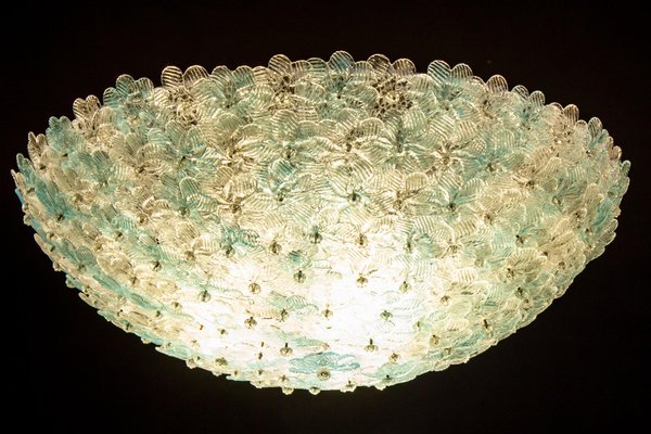 Aquamarine and Ice Murano Glass Flowers Basket Ceiling Light from Barovier & Toso-MBH-1031878