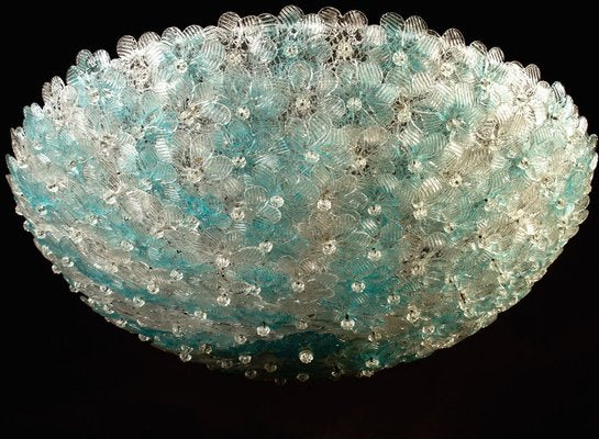 Aquamarine and Ice Murano Glass Flowers Basket Ceiling Light from Barovier & Toso-MBH-1031878