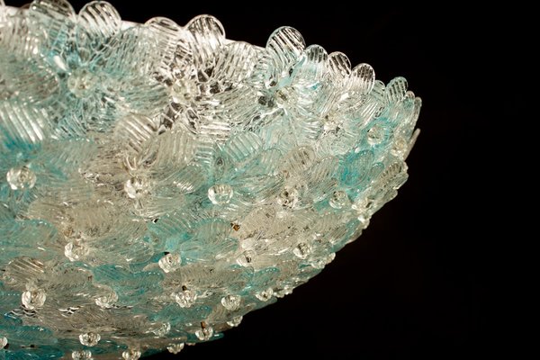 Aquamarine and Ice Murano Glass Flowers Basket Ceiling Light from Barovier & Toso-MBH-1031878