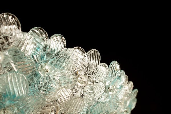 Aquamarine and Ice Murano Glass Flowers Basket Ceiling Light from Barovier & Toso-MBH-1031878