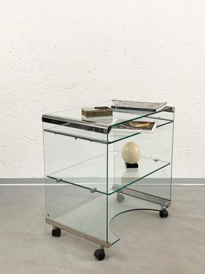 Aquamarine Glass Table and Bar Cart by Gallotti & Radice, Italy, 1970s-JDR-1126247