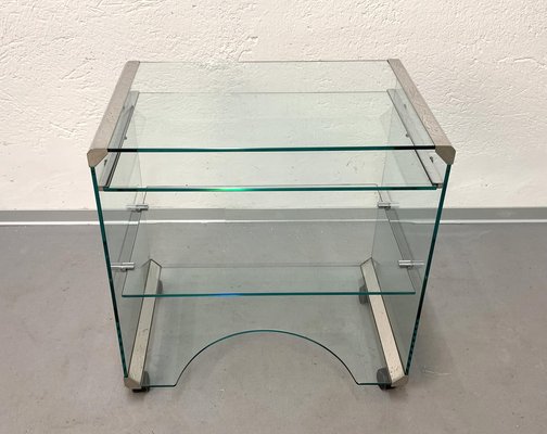 Aquamarine Glass Table and Bar Cart by Gallotti & Radice, Italy, 1970s-JDR-1126247