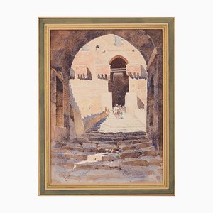 Arabic Scene, 20th-Century, Watercolour on Paper, Framed-AOI-1106714