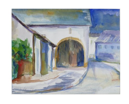 Arc and Houses - Original Watercolor by Armin Guther - 1993 1993-ZCI-762206