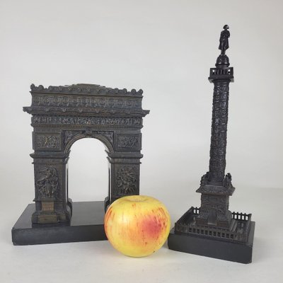 Arc de Triomphe et Colonne Vendôme, Bronze, 19th Century, Set of 2-SYQ-1738561