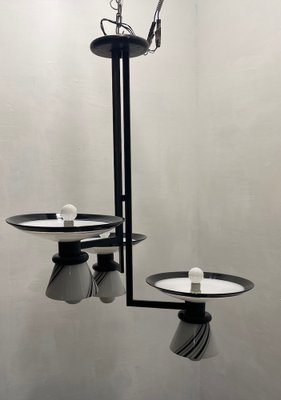 Architectural Black and White Pendant Light, 1980s-JJC-1740481