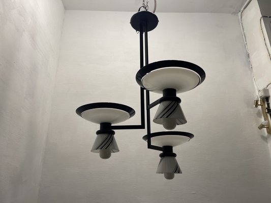 Architectural Black and White Pendant Light, 1980s-JJC-1740481